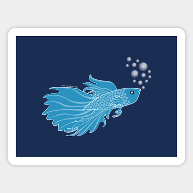 Darker Blue Beta Fish Making a Bubble Nest Sticker by JadedOddity